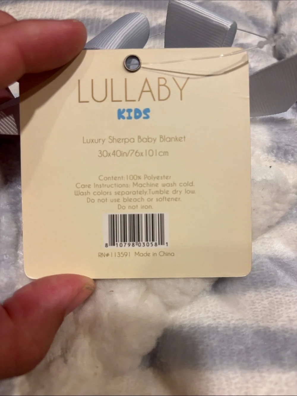 Blue/Grey & White Striped Plush Baby Blanket